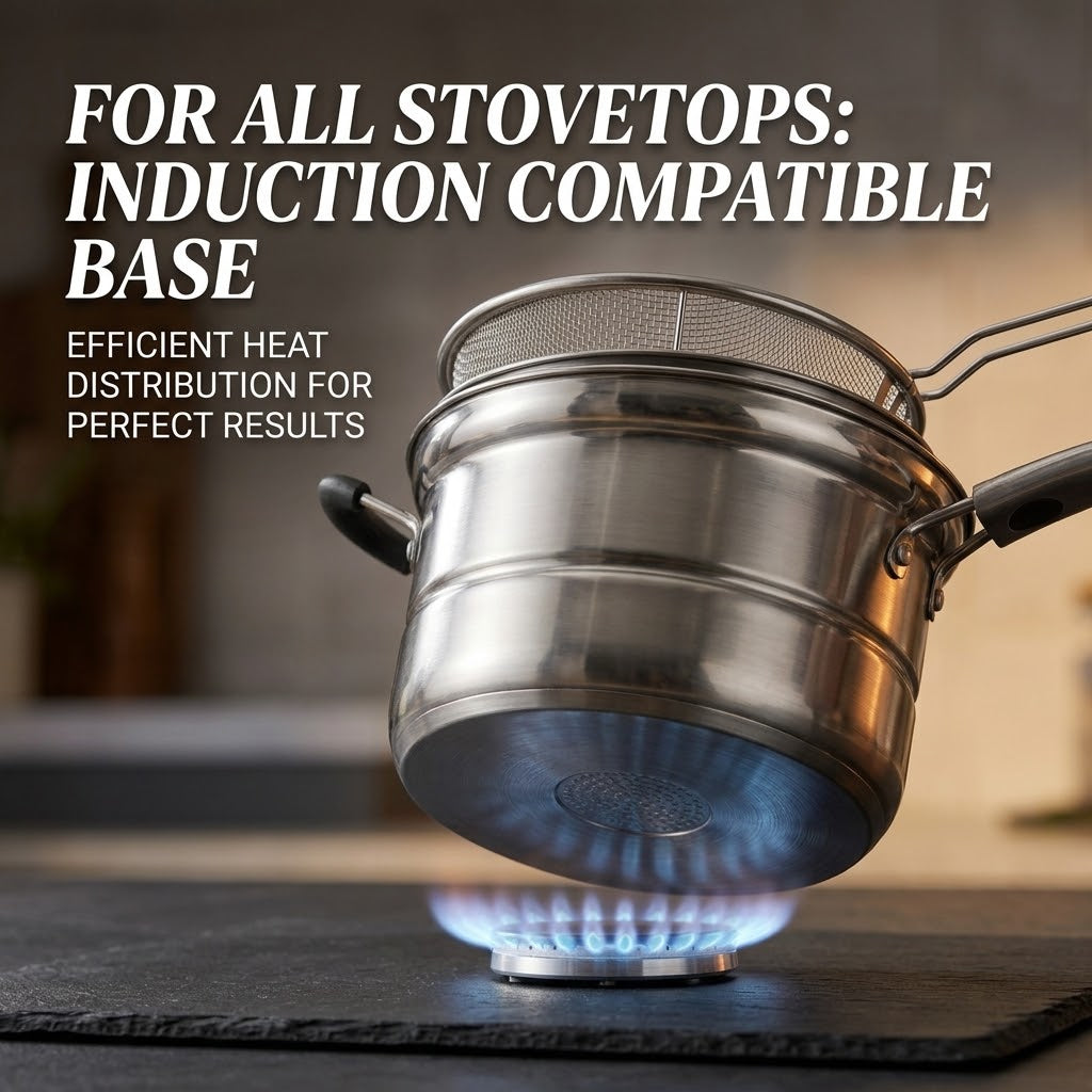 Stainless Steel Pasta Pot – Noodle & Soup Cooking Pan with Funnel