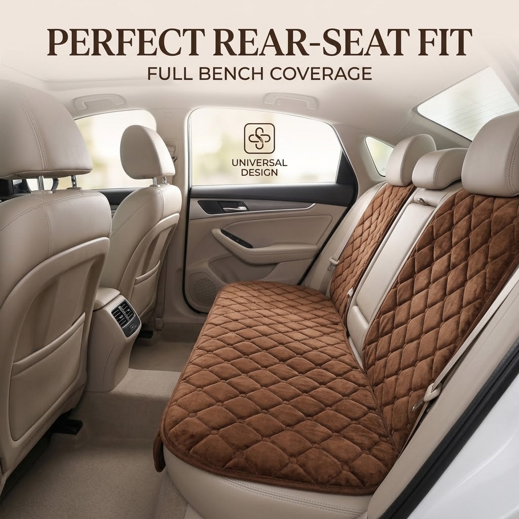 Universal Plush Car Seat Cover – Warm Non-Slip Front &  Rear Seat Cushion Protector