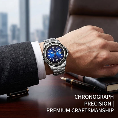 Men’s Quartz Watch – Waterproof Stainless Steel Business Wristwatch with Date Display