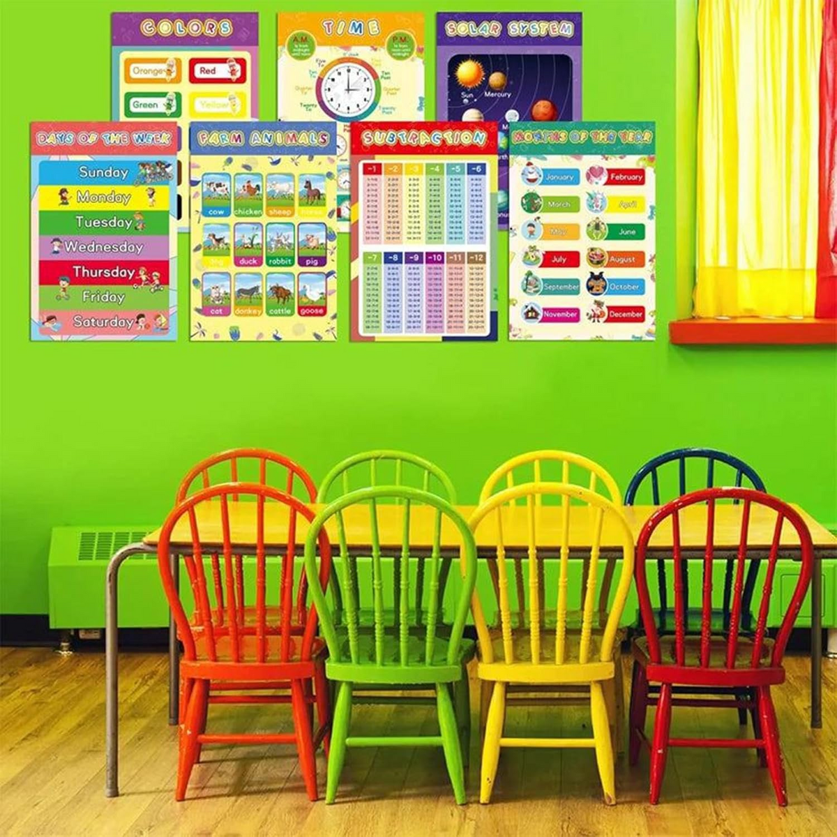 Preschool Educational Posters – Waterproof Classroom Wall Art Set (16pcs)