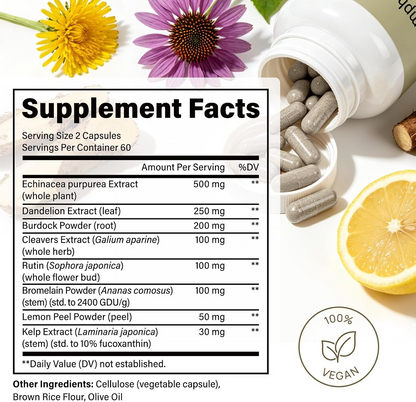 Herbal Wellness Capsules Echinacea, Ginger & Dandelion Botanical Blend