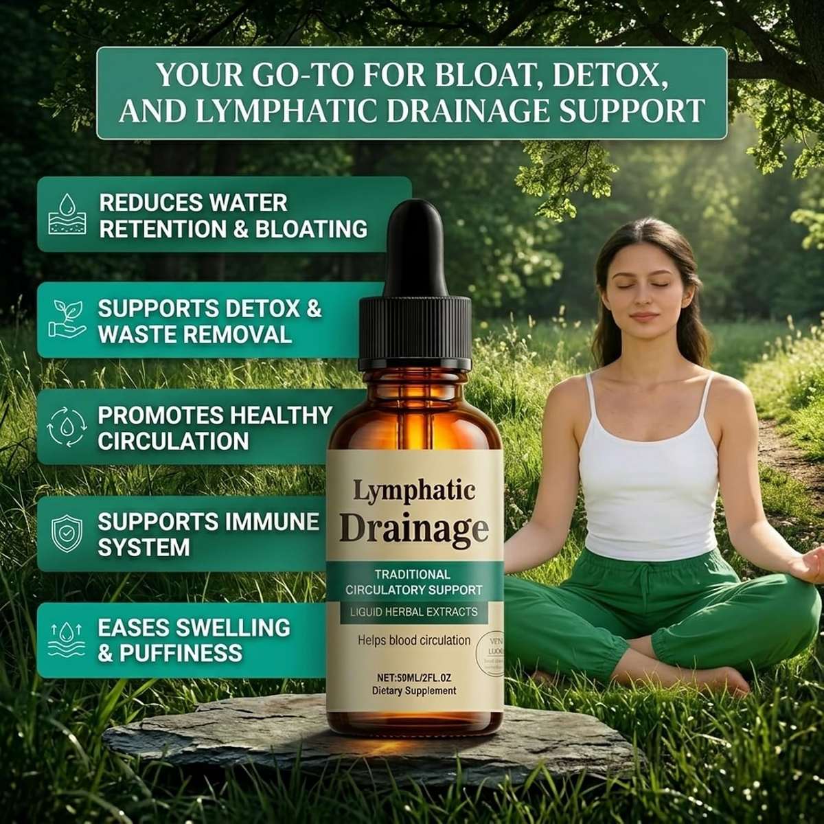 Lymphatic Drainage Herbal Liquid Drops – 59ml Traditional Herbal Extract for Daily Wellness