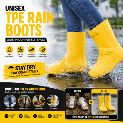 Unisex TPE Rain Boots Waterproof Non-Slip Shoes