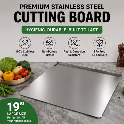 19" Stainless Steel Cutting Board Non-Slip Kitchen Chopping Board