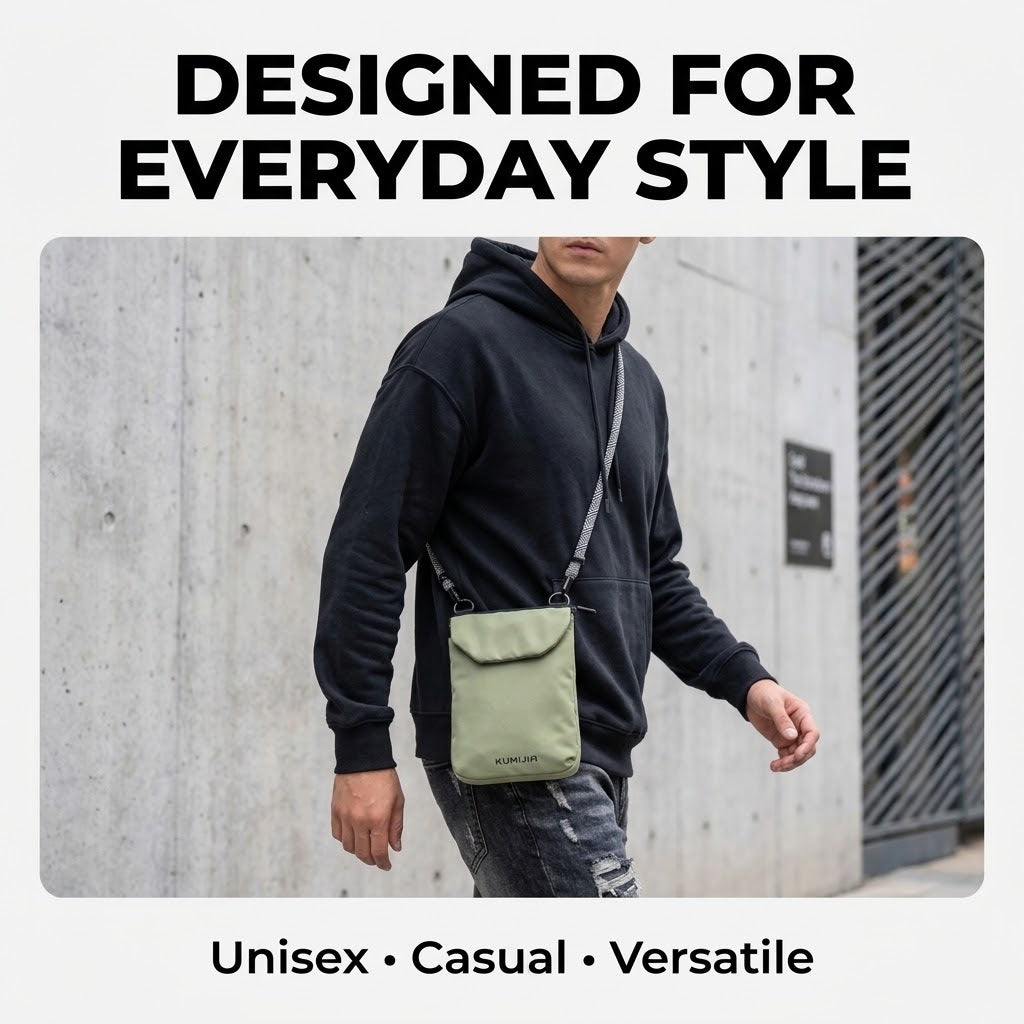 Nylon Crossbody Phone Bag – Lightweight Waterproof Unisex Small Shoulder Pouch