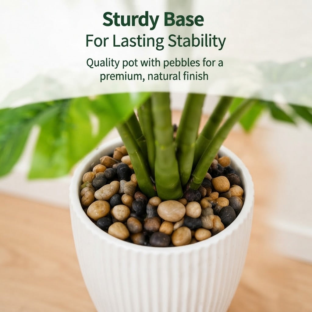 Artificial Monstera Bonsai – Decorative Indoor Plant with White Pot