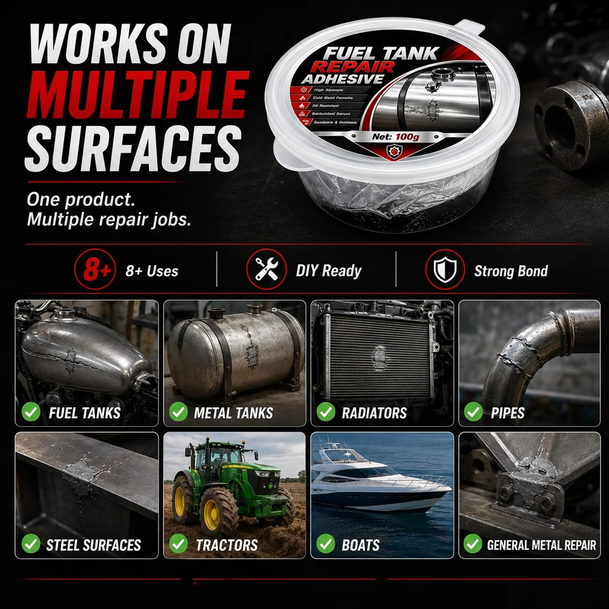 Fuel Tank Repair Adhesive – Oil & Fuel Resistant Leak Sealing Compound