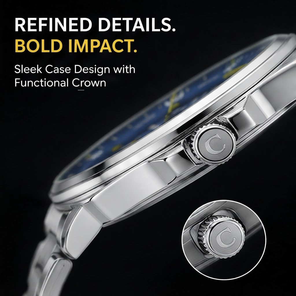 Luxury Men's Quartz Watch Stainless Steel Strap Fashion Wristwatch