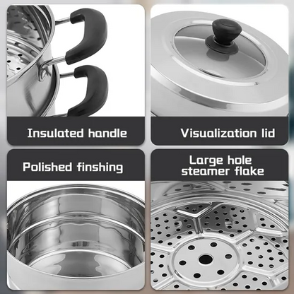 Stainless Steel Pasta Pot – Noodle & Soup Cooking Pan with Funnel