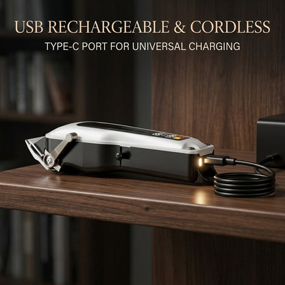 Professional 10000 RPM Cordless Hair Clipper – USB Rechargeable Digital Barber Trimmer