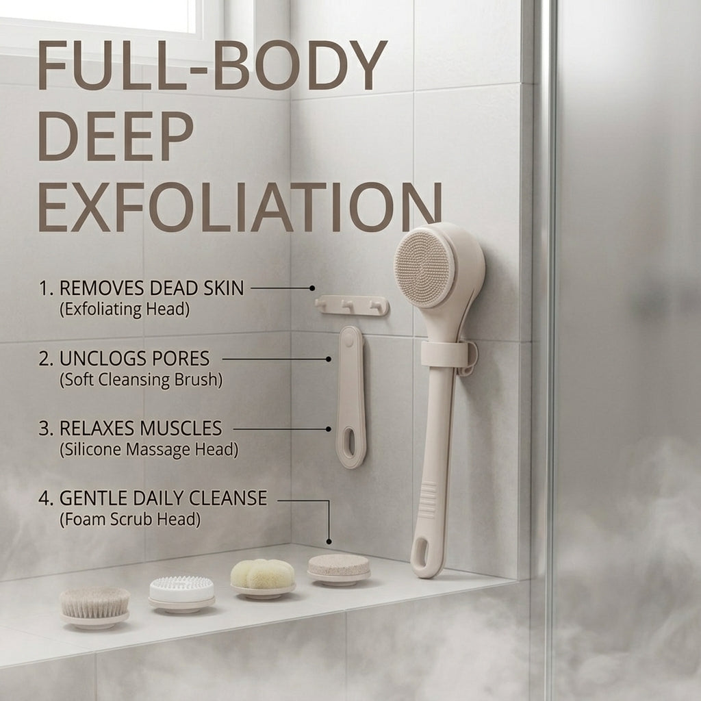 Portable Electric Bath Brush – Waterproof Automatic Body Scrubber & Exfoliating Back Massager