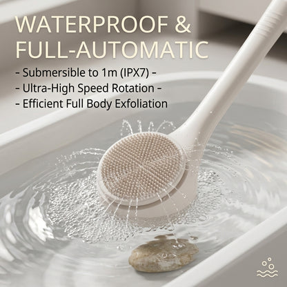 Portable Electric Bath Brush – Waterproof Automatic Body Scrubber & Exfoliating Back Massager