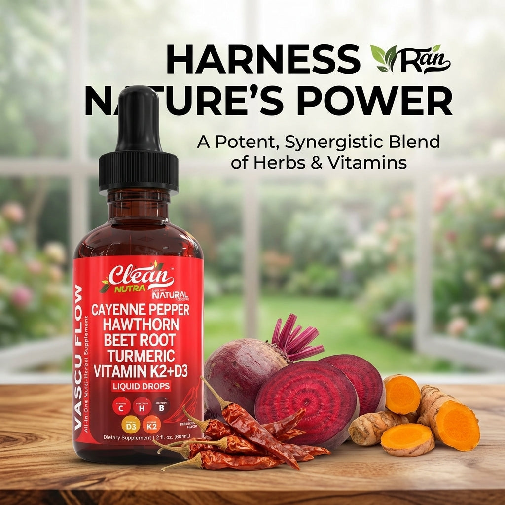 Liquid Drops with Hawthorn, Beet Root & Turmeric – Herbal Supplement with Vitamins D3 & K2