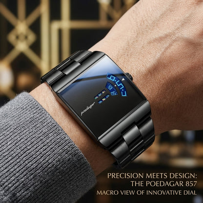 Men’s Watch – Square Stainless Steel Strap Alloy Case Waterproof Quartz Wristwatch