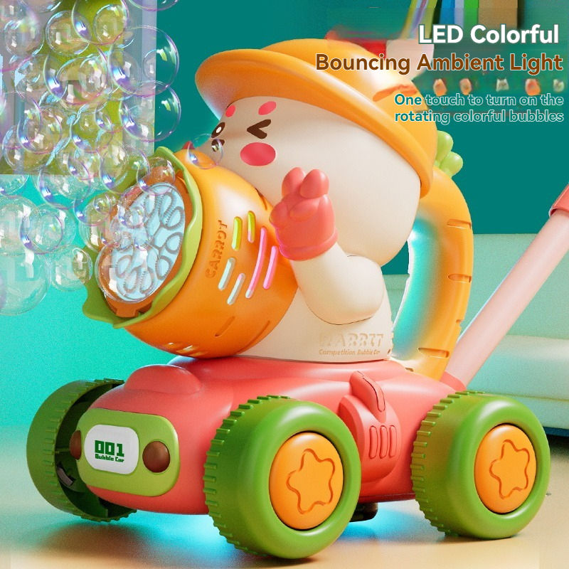 Bunny 2-in-1 Push-Go Bubble Machine – Automatic Bubble Blower Cart Toy for Toddlers