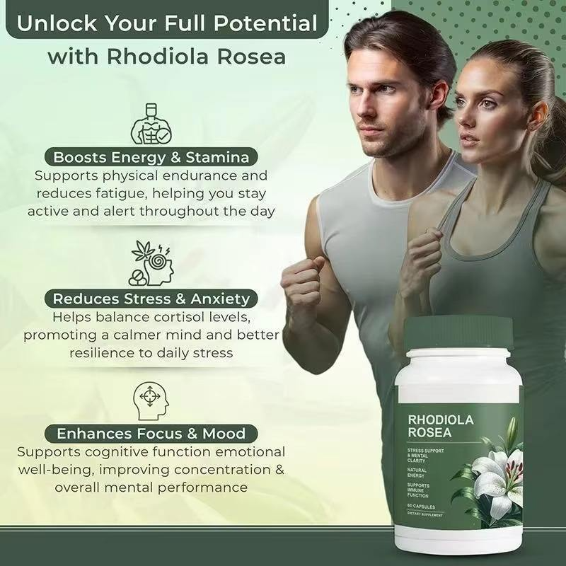 Rhodiola Rosea Capsules Adaptogenic Herbal Supplement