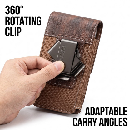 Universal Leather Phone Waist Bag – 360° Rotating Belt Clip Case