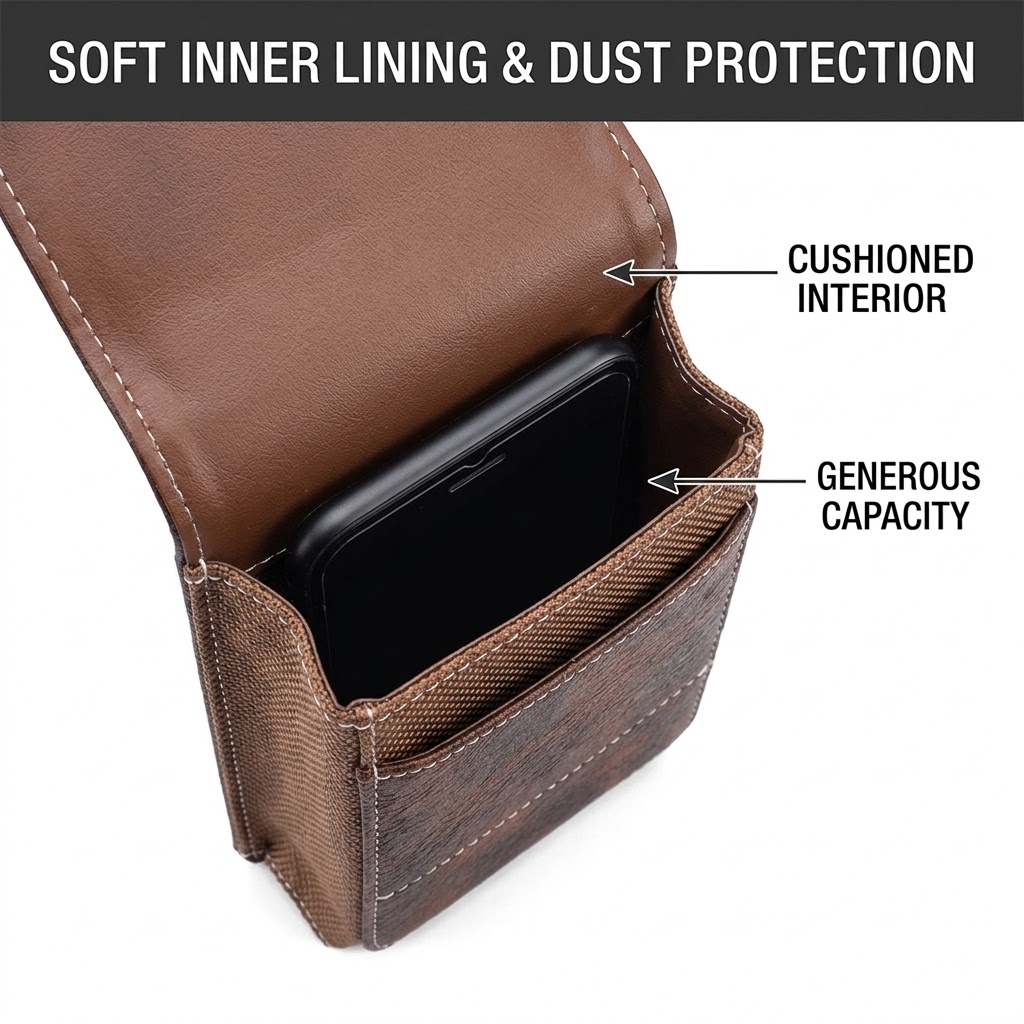 Universal Leather Phone Waist Bag – 360° Rotating Belt Clip Case