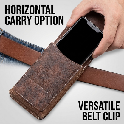 Universal Leather Phone Waist Bag – 360° Rotating Belt Clip Case