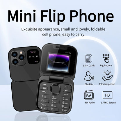 i16 Mini Flip Phone with Dual SIM.
