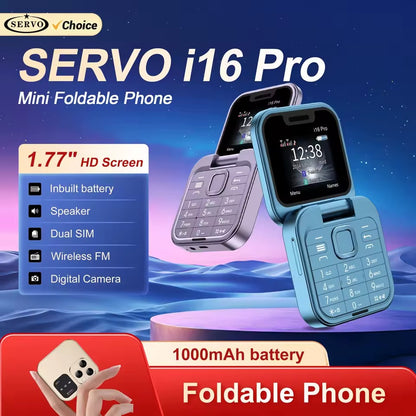 i16 Ultra-Compact Flip Phone — Blue