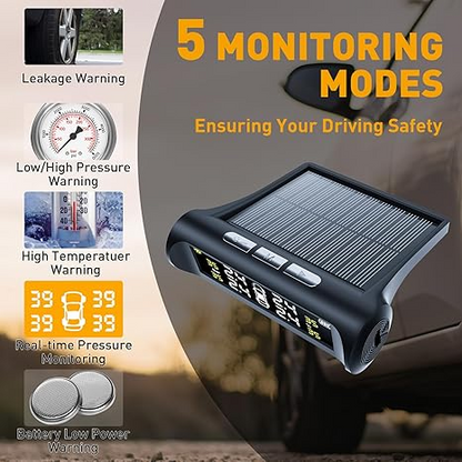 Solar-Powered Tire Pressure Monitoring System – Wireless Car TPMS