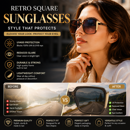 Retro Square UV Protection Sunglasses for Women