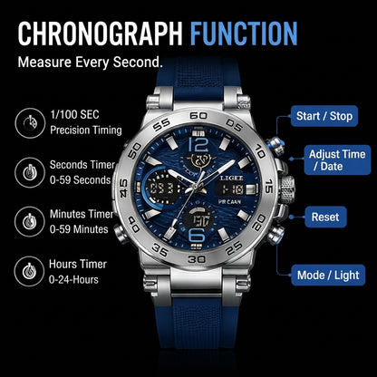 Men's Double Display Sports Luminous Digital Watch
