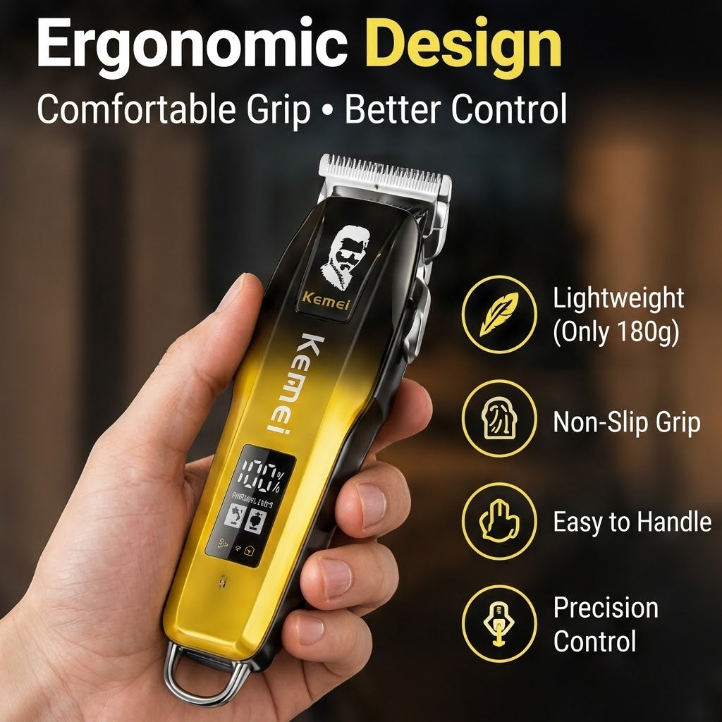Men’s 5W Hair Trimmer – Stainless Steel Blade Gradient Clipper