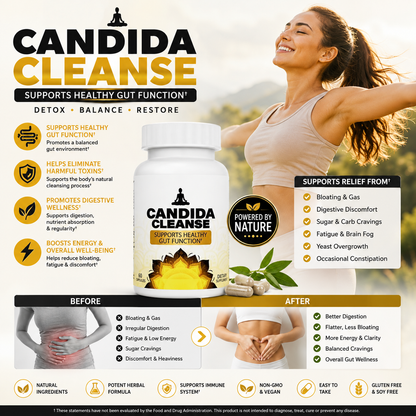 Candida Cleanse Capsules – Herbal Digestive & Gut Wellness Supplement