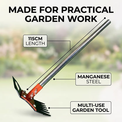 High-Carbon Steel Multi-Use Garden Hoe – Rake, Weeding & Spade Hand Tool