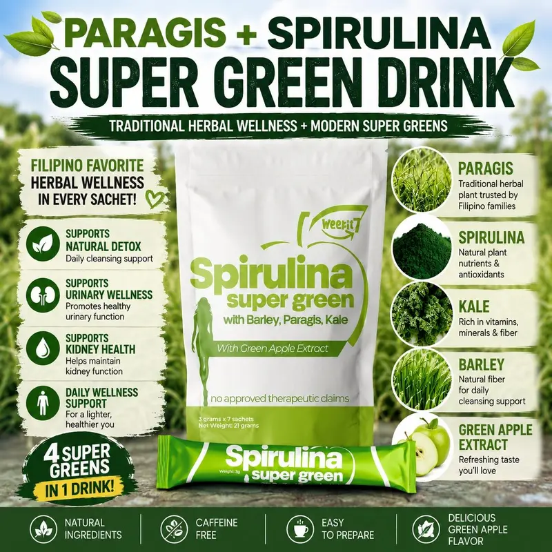 Organic Super Greens Powder – Spirulina & Wheatgrass Daily Greens Blend