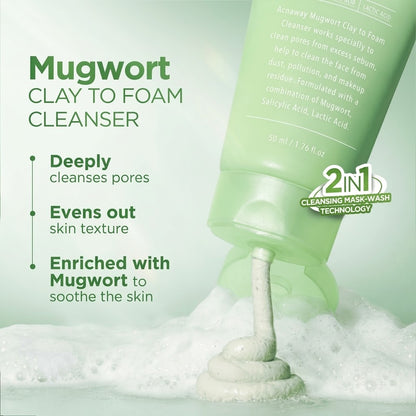 Salicylic Acid Mugwort Gel Mask – Deep Cleansing Clay-to-Foam Facial Cleanser