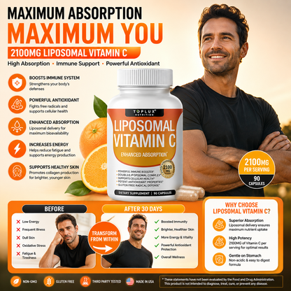 2100mg Liposomal Vitamin C Capsules Antioxidant Supplement