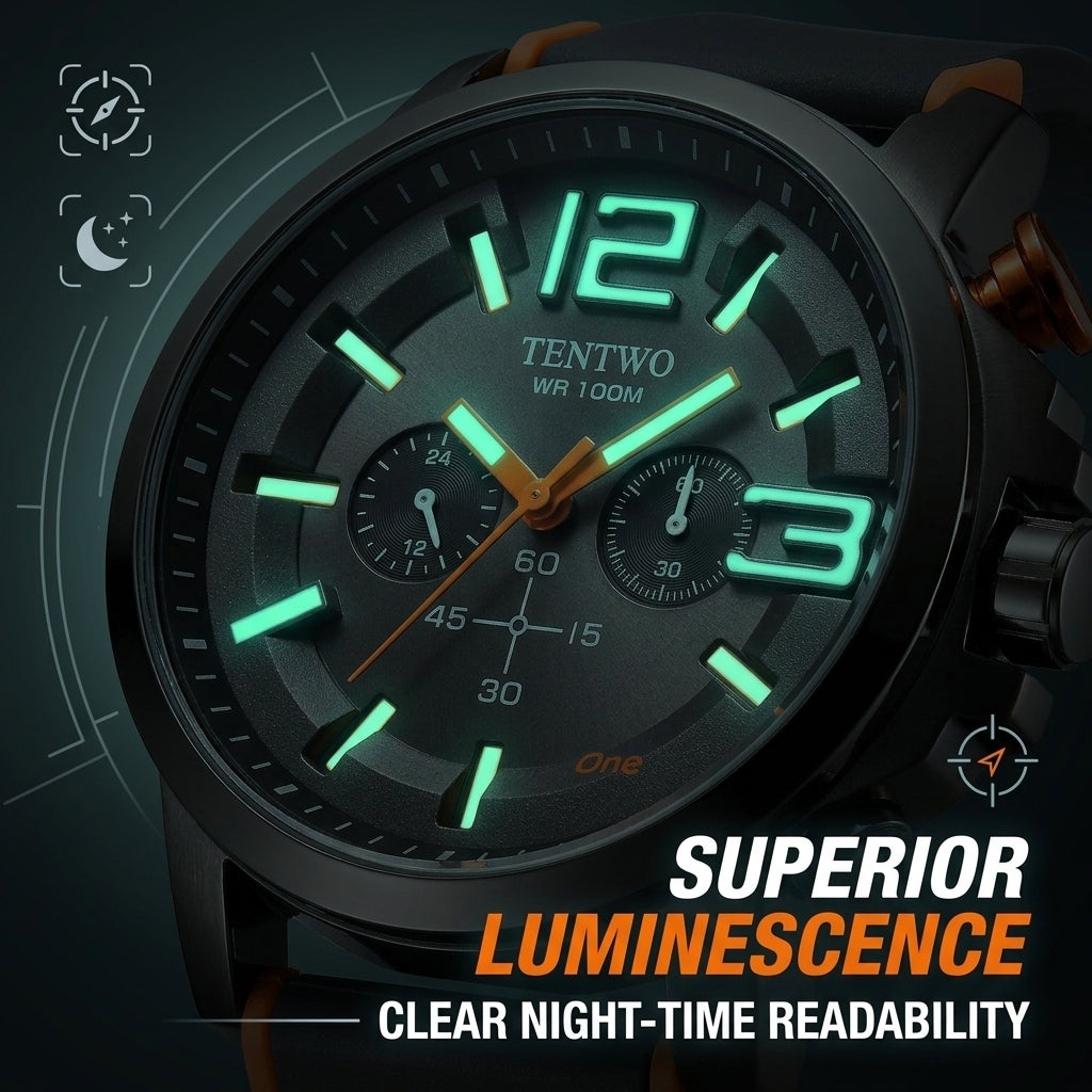 Men's Sports Quartz Watch – Stainless Steel 100M Water-Resistant Casual Wristwatch