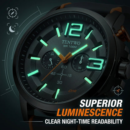 Men's Sports Quartz Watch – Stainless Steel 100M Water-Resistant Casual Wristwatch