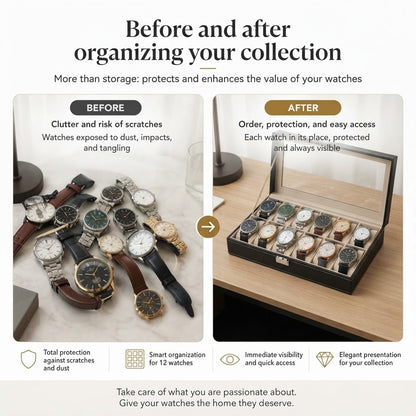Luxury PU Leather Watch Box – 12-Slot Organizer & Display Case