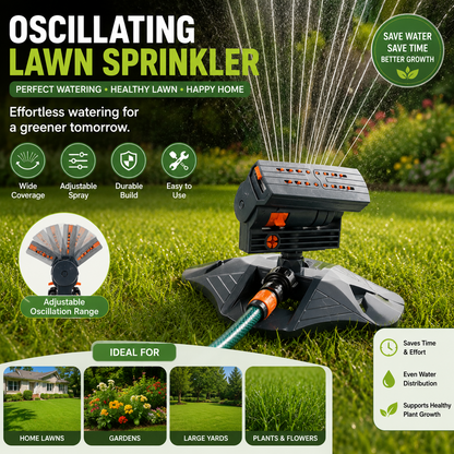 Oscillating Garden Lawn Sprinkler – Adjustable Yard Watering System for Lawns