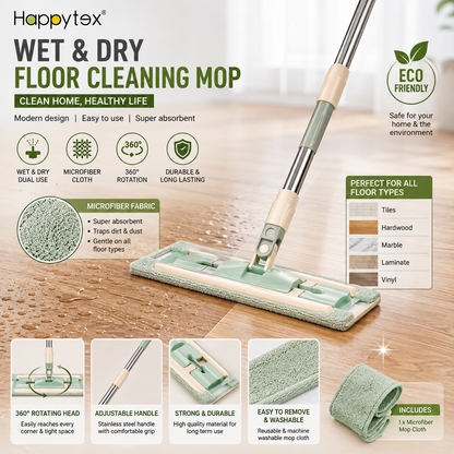 Modern Wet & Dry Microfiber Floor Mop – Home Cleaning Mop with Reusable Cleaning Cloth