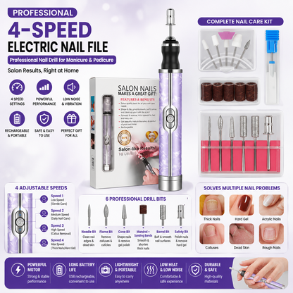 4-Speed Electric Nail File – Professional Nail Drill & Toenail Sander for Thick Nails