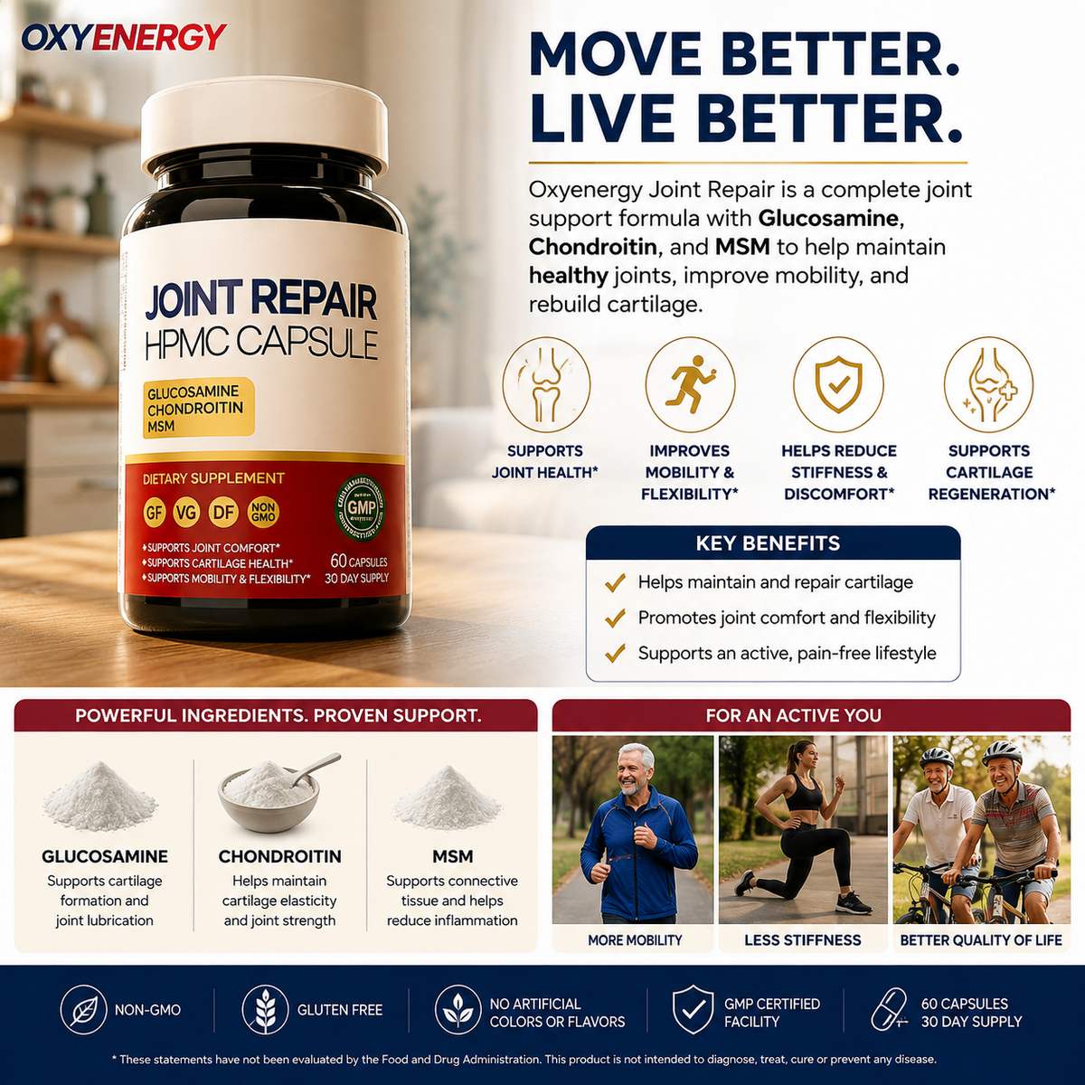 Joint Support Supplement – Glucosamine, Chondroitin & MSM for Mobility & Daily Wellness