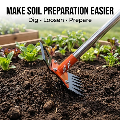 High-Carbon Steel Multi-Use Garden Hoe – Rake, Weeding & Spade Hand Tool