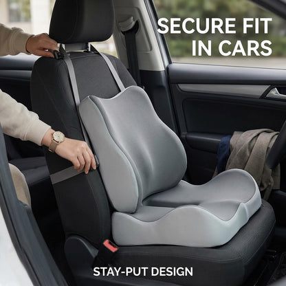 Breathable Memory Foam Lumbar Support Seat Cushion – Comfortable Office, Student & Car Use