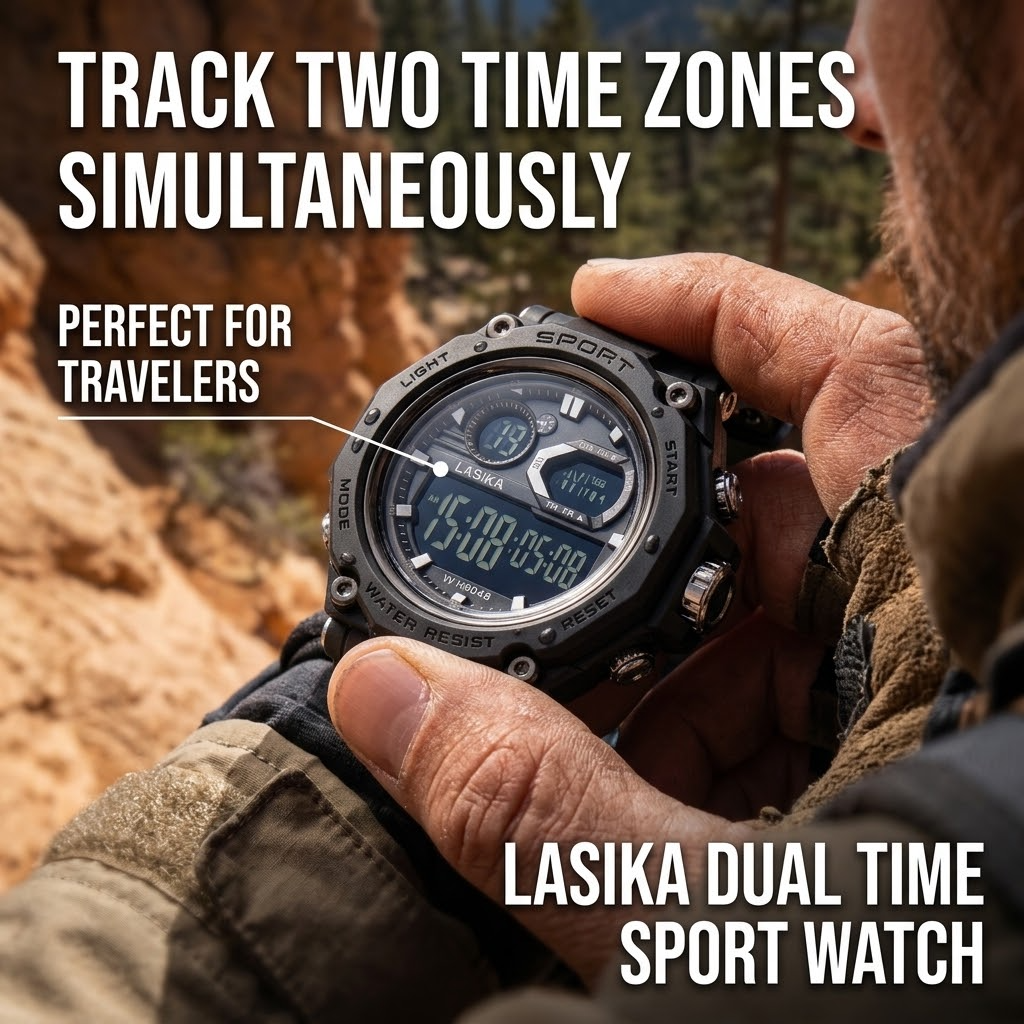 LASIKA Men’s Digital Sports Watch – Waterproof Casual Wristwatch with Resin Band & Alarm
