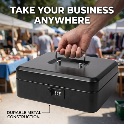 Metal Cash Box with Money Tray – Lockable Money Storage Box with Combination Lock