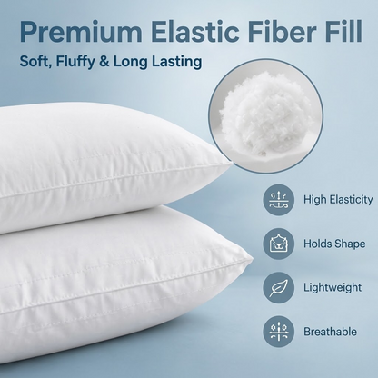 Elastic Fiber-Filled Pillow – Large & King Size Bed Pillow for Comfortable Sleep