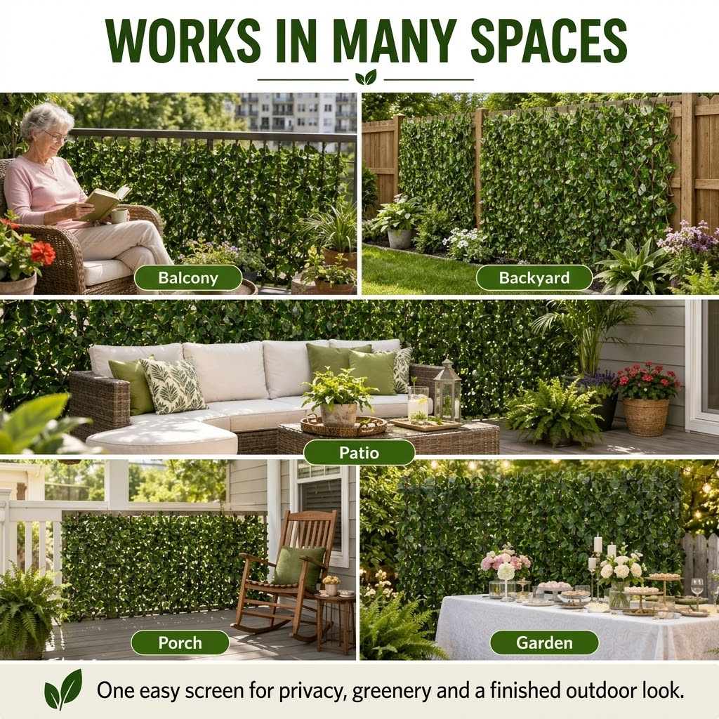 Privacy Fence – Decorative Faux Plant Screen for Balcony, Garden & Outdoor Guardrails