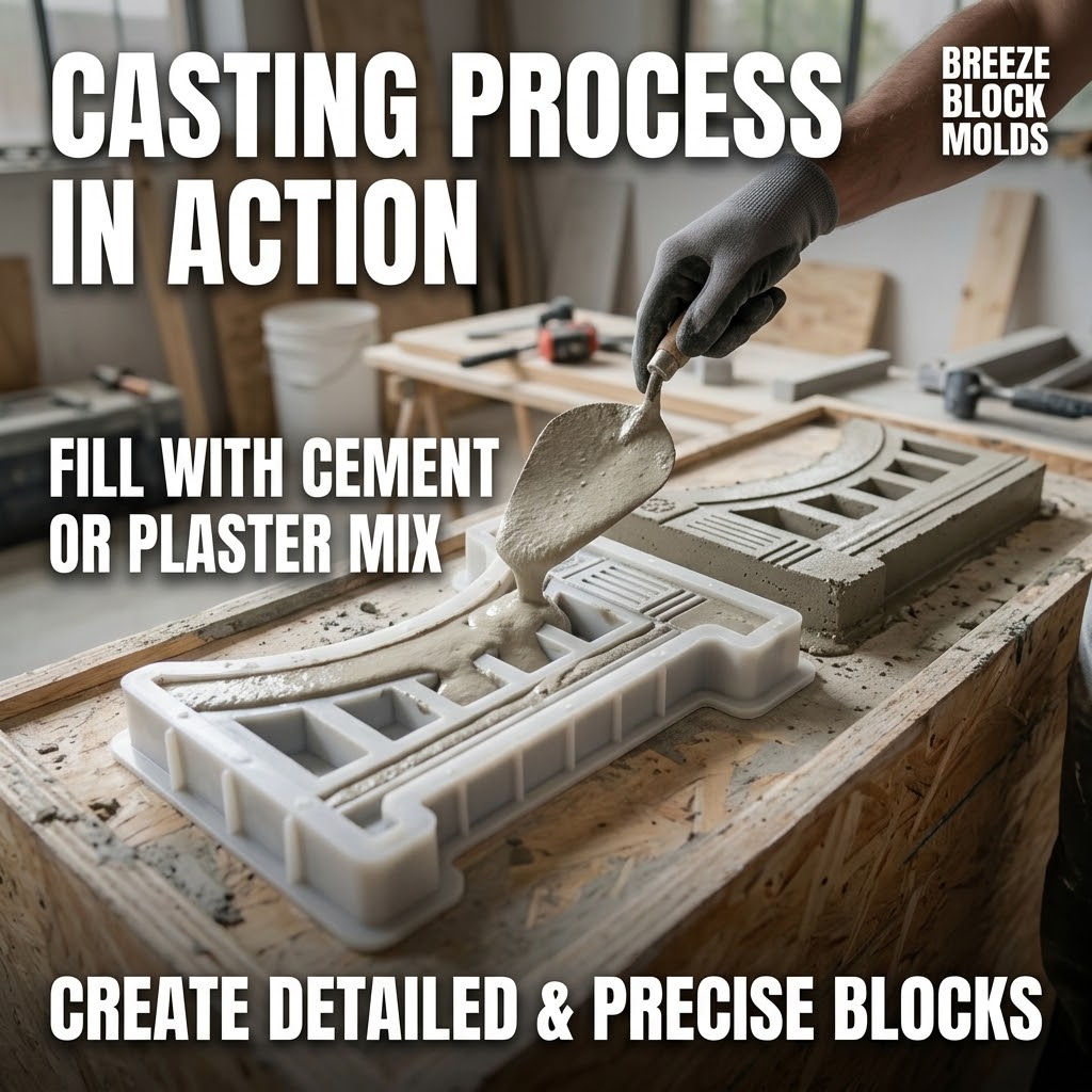Breeze Block Plastic Mold 30×20×10cm – Decorative Concrete Block Casting Mold for Villa Construction
