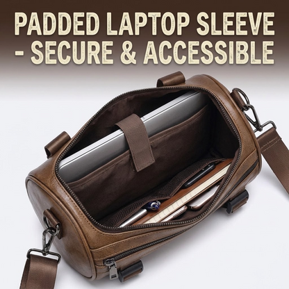 Men’s Vintage PU Leather Messenger Bag – Waterproof Laptop Crossbody Satchel for Work & Travel