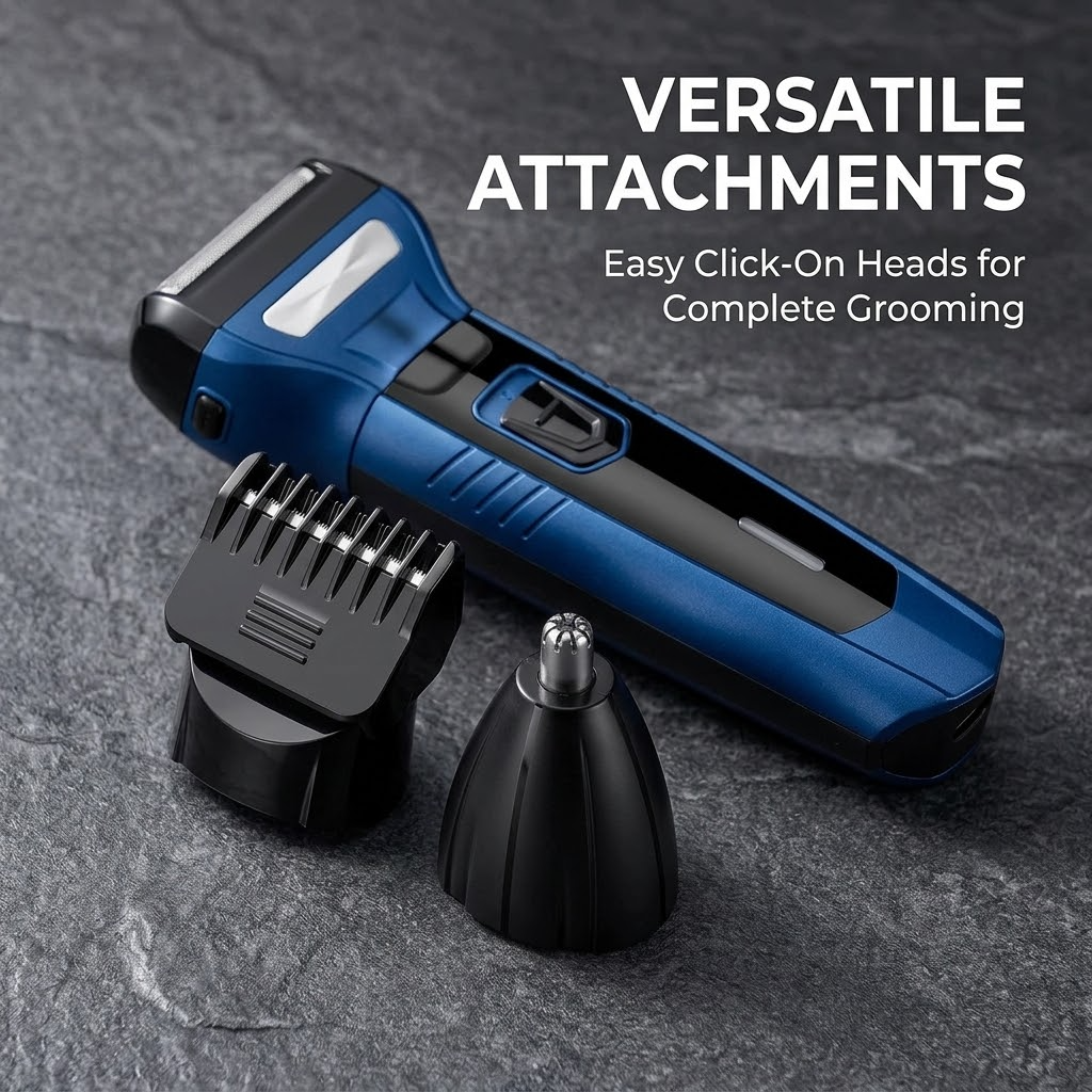 3-in-1 Rechargeable Electric Shaver – Washable Beard, Face & Body Trimmer